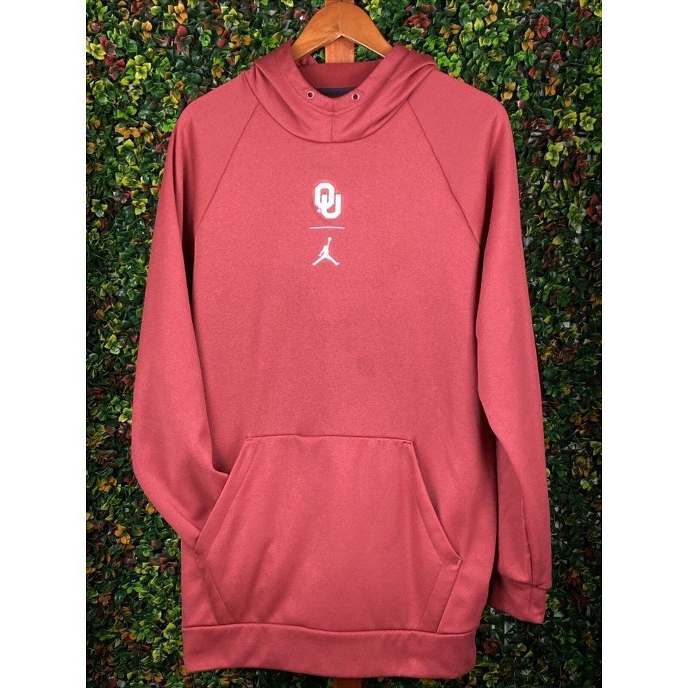 Large Nike Jordan Oklahoma Sooners Practice Fleece Performance Red Hoodie NCAA L